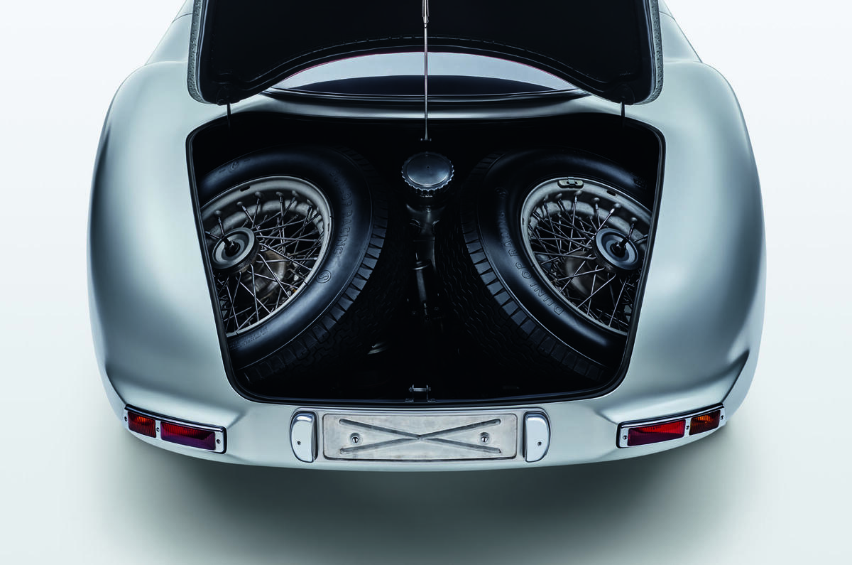 1955 Mercedes Benz 300 SL studio spare wheels in boot
