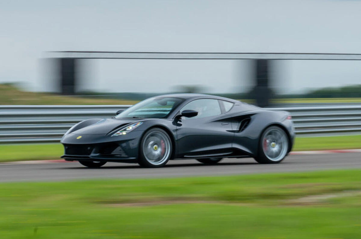 1 Lotus Emira on Hethel test track