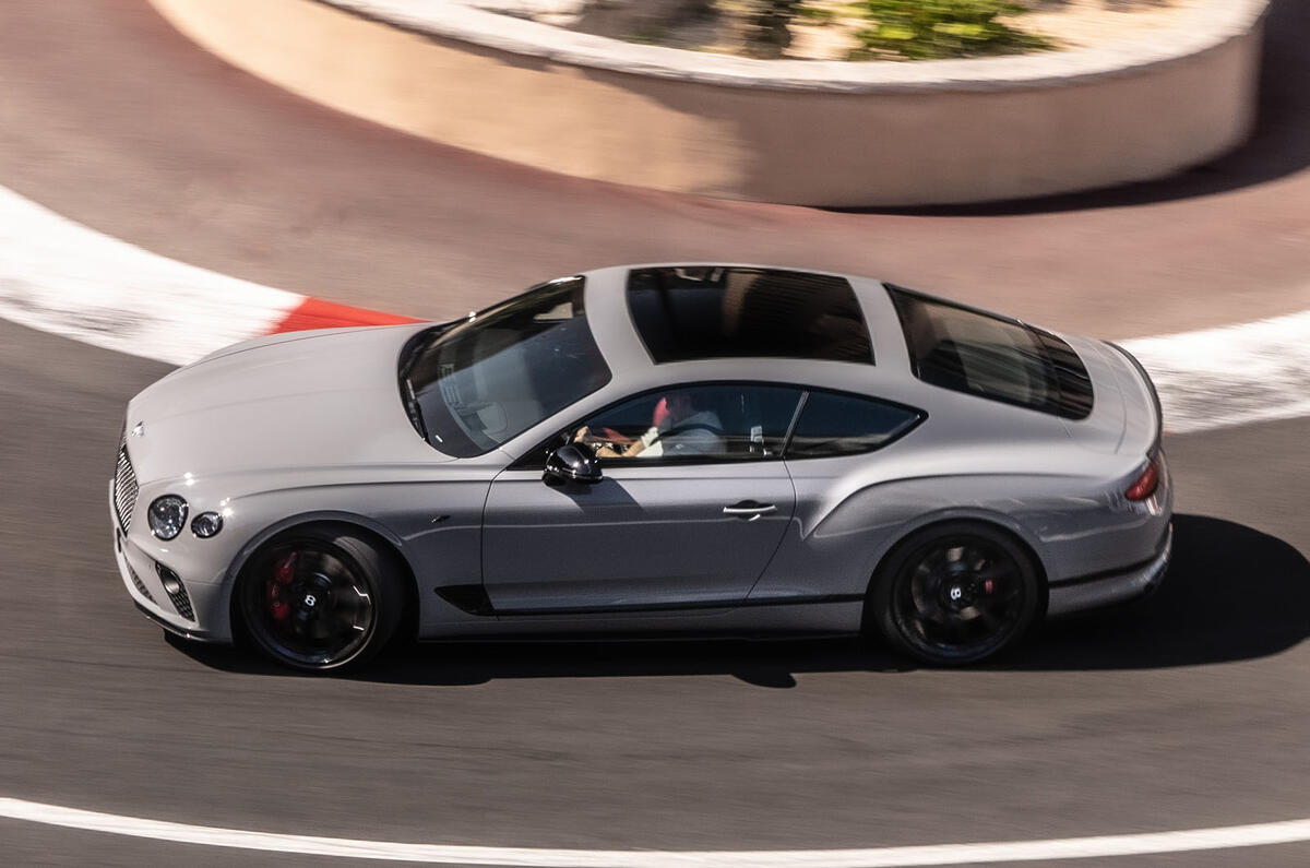 2022 Bentley Continental GT S cornering from above 2022 Bentley Continental GT S cornering from above