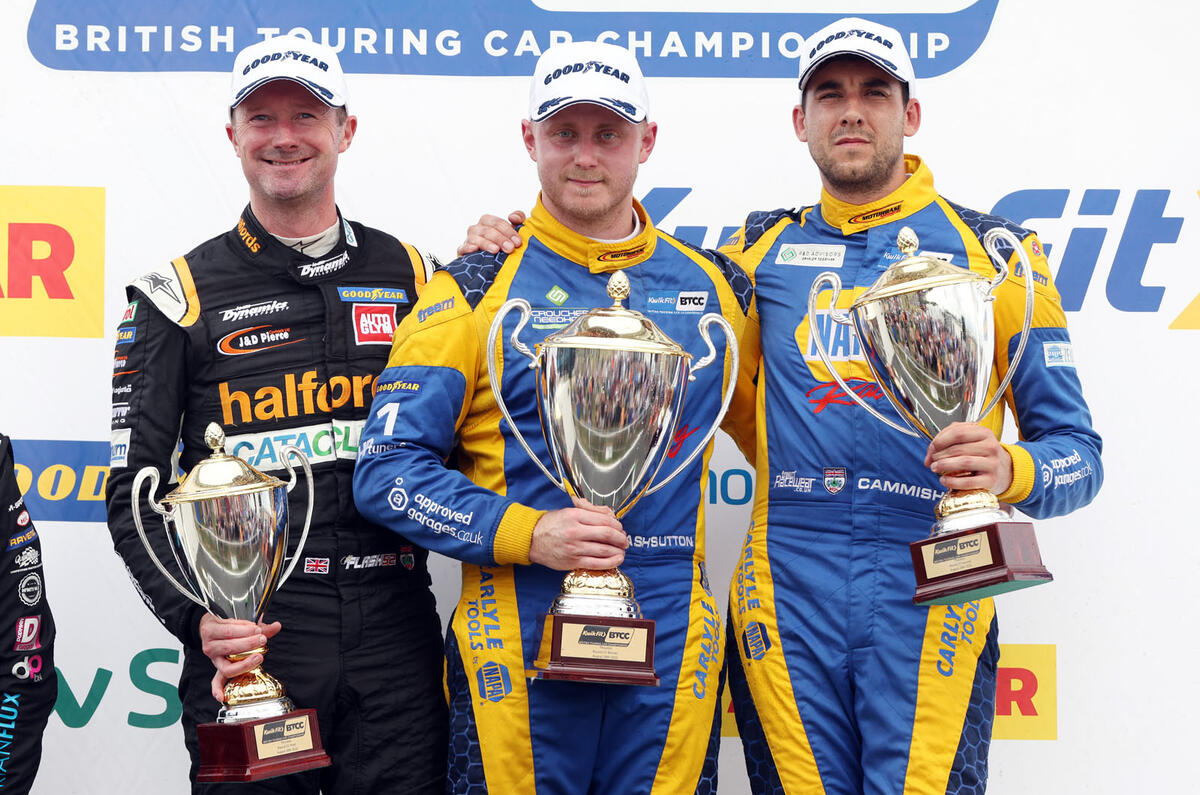 2022 BTCC Thruxton Shedden Sutton Cammish podium 2022 BTCC Thruxton Shedden Sutton Cammish podium