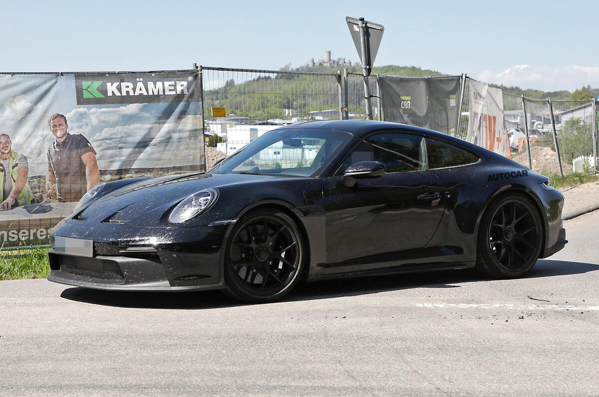 2022 Porsche 911 ST prototype testing front quarter close up
