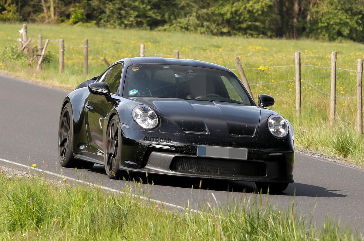 2022 Porsche 911 ST prototype testing front three quarters