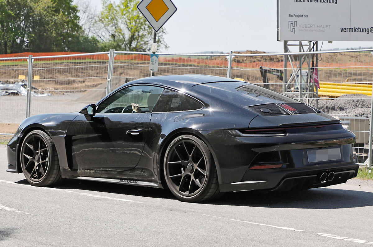 2022 Porsche 911 ST prototype testing rear quarter close up