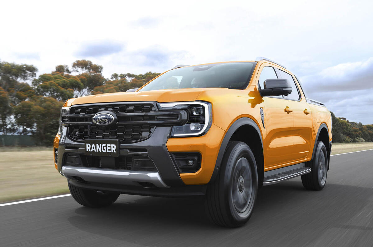 2022Ford NextGenRanger Wildtrak Front3QTR motion tarmac 2022Ford NextGenRanger Wildtrak Front3QTR motion tarmac