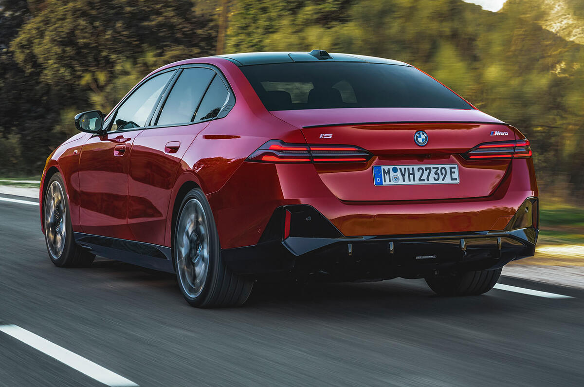 2023 BMW i5 rear three quarter