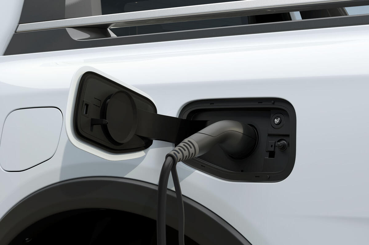 2023 Ford Ranger PHEV charging flap open 2023 Ford Ranger PHEV charging flap open