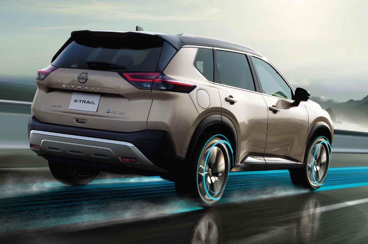 2023 Nissan X trail reveal dynamic rear three quarters 2023 Nissan X trail reveal dynamic rear three quarters