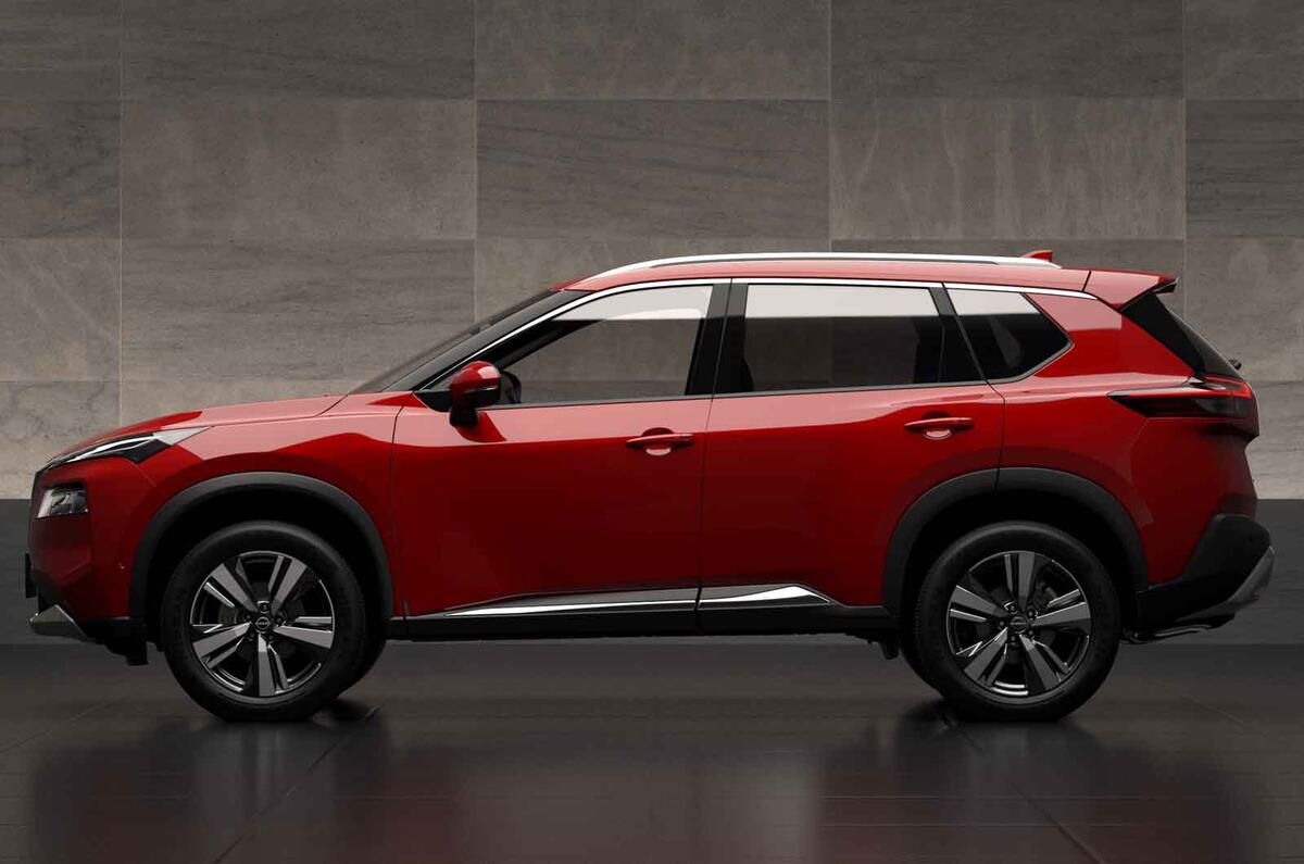 2023 Nissan X trail reveal red side profile 2023 Nissan X trail reveal red side profile