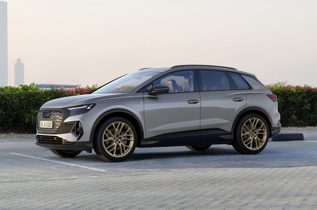 2024 Audi Q4 E Tron gold wheels front quarter