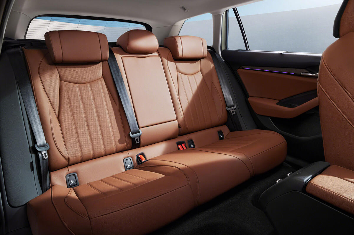 2024 Skoda Superb tan rear seats 2024 Skoda Superb tan rear seats