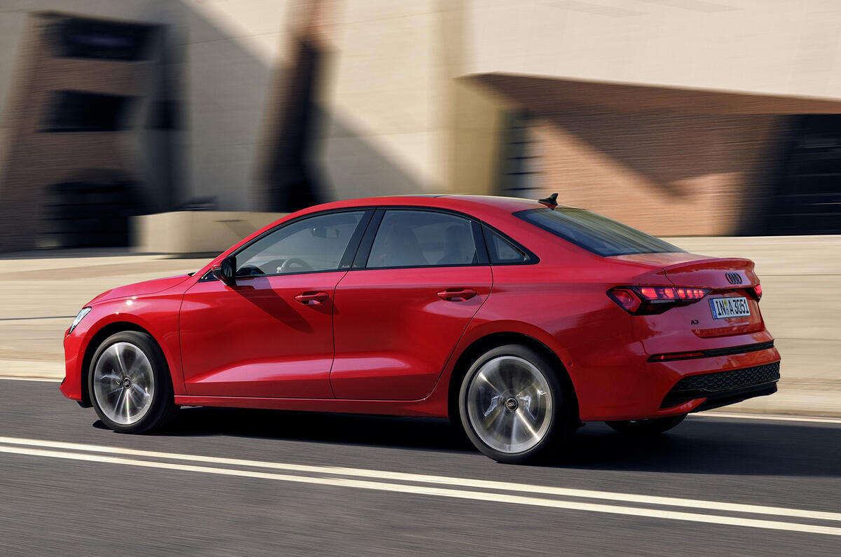 2024 Audi A3 saloon side angle 2024 Audi A3 saloon side angle