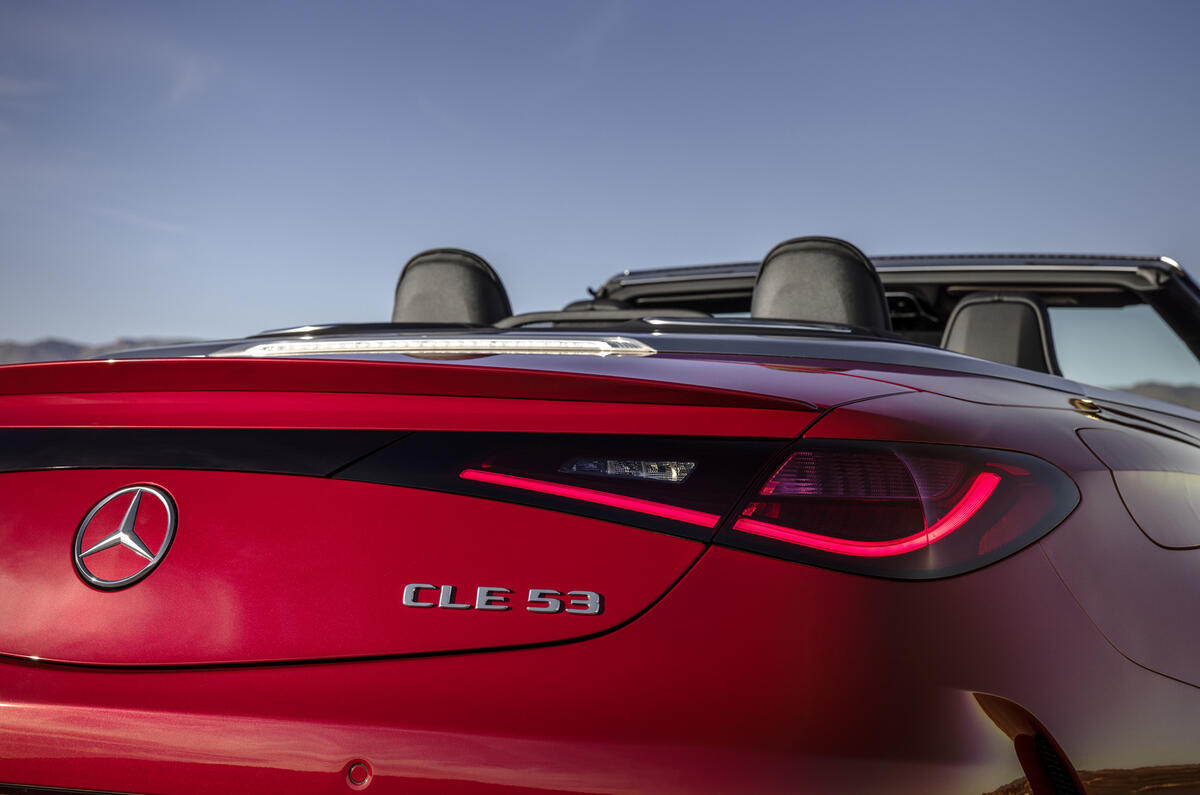 2024 Mercedes AMG CLE53 roof down closeup 2024 Mercedes AMG CLE53 roof down closeup