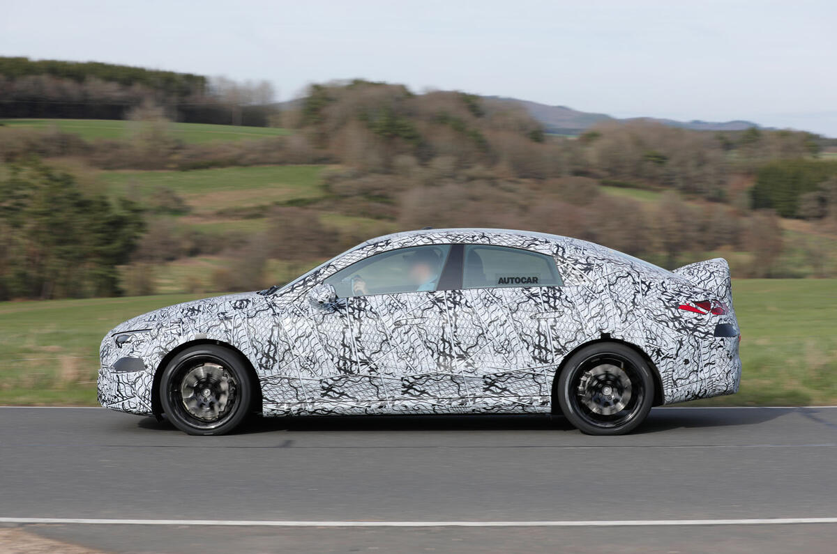 2025 Mercedes AMG CLA prototype, panning side