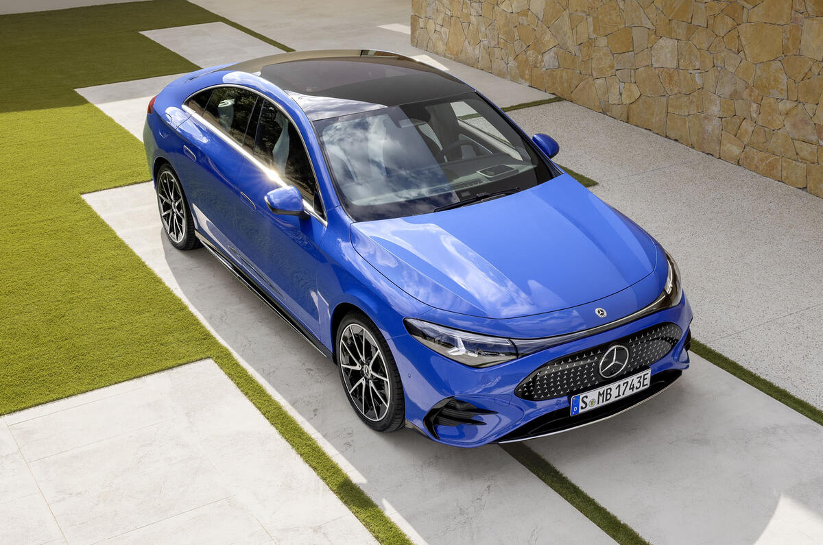 2025 Mercedes Benz CLA   blue car top down front 2025 Mercedes Benz CLA   blue car top down front