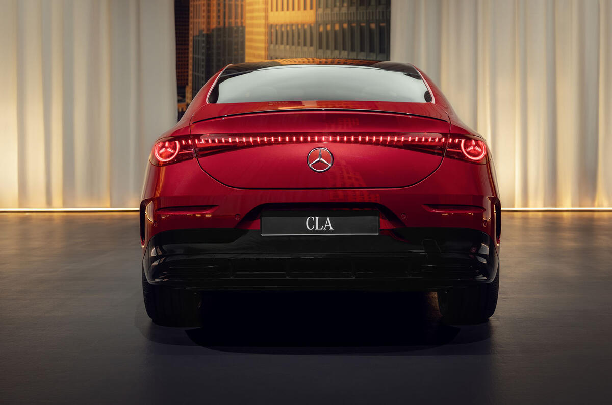 2025 Mercedes Benz CLA   red car rear in studio 2025 Mercedes Benz CLA   red car rear in studio