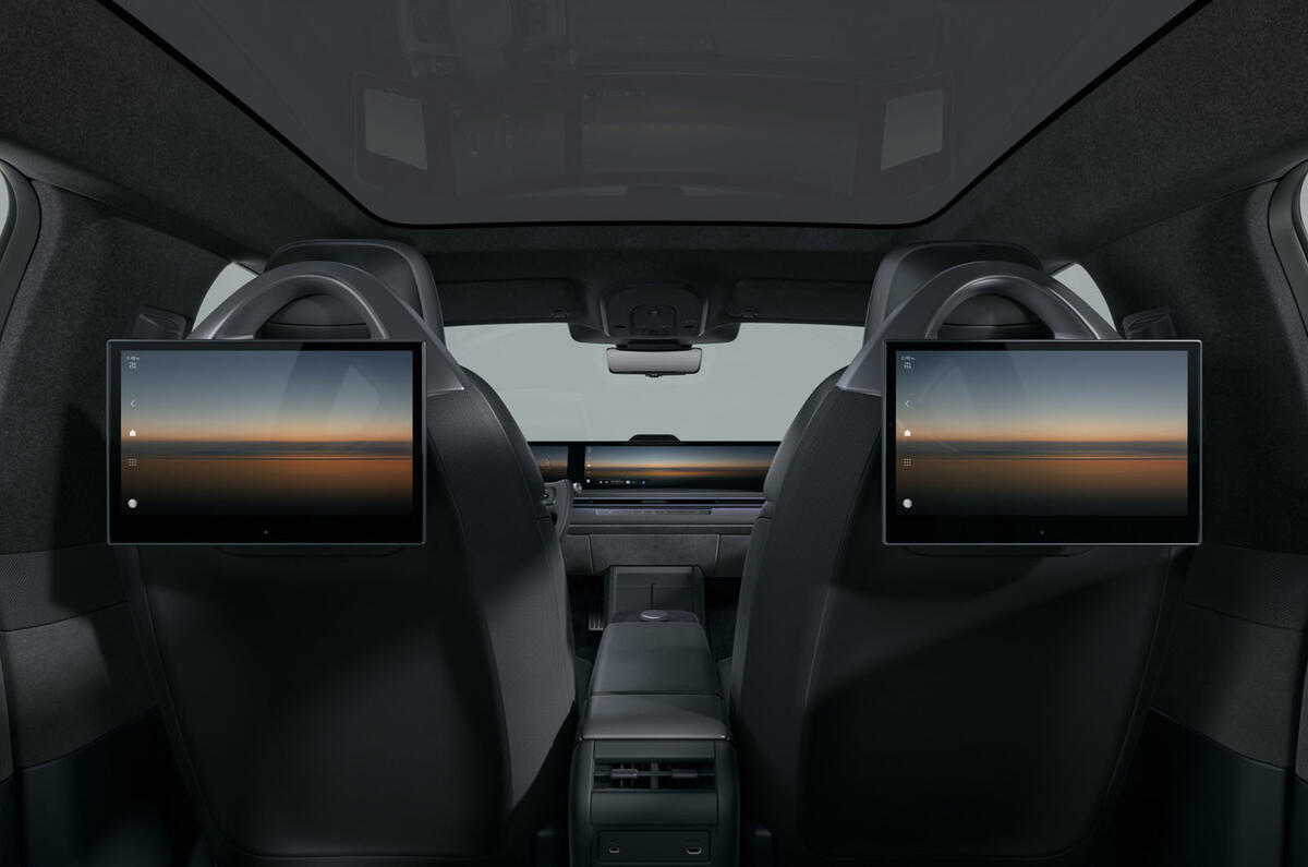 2025 Sony Honda Afeela 1 show car   rear screens, black 2025 Sony Honda Afeela 1 show car   rear screens, black