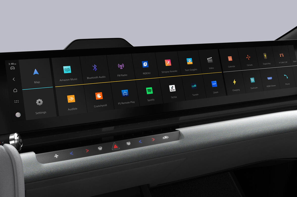 2025 Sony Honda Afeela 1 show car   touchscreen main menu 2025 Sony Honda Afeela 1 show car   touchscreen main menu