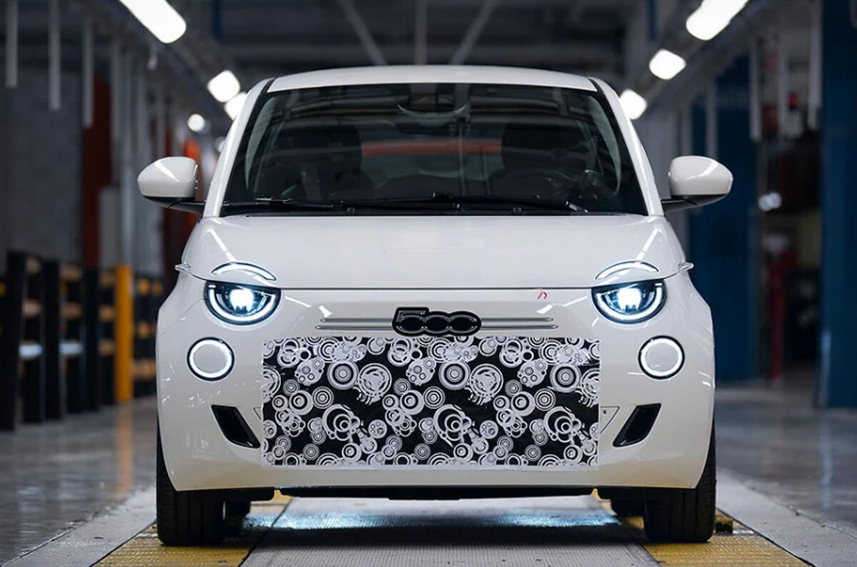 2026 Fiat 500 Hybrid prototype in factory front