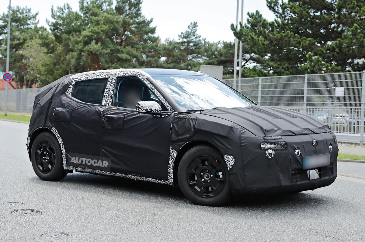 2026 Hyundai Ioniq 2 camo front quarter 2026 Hyundai Ioniq 2 camo front quarter