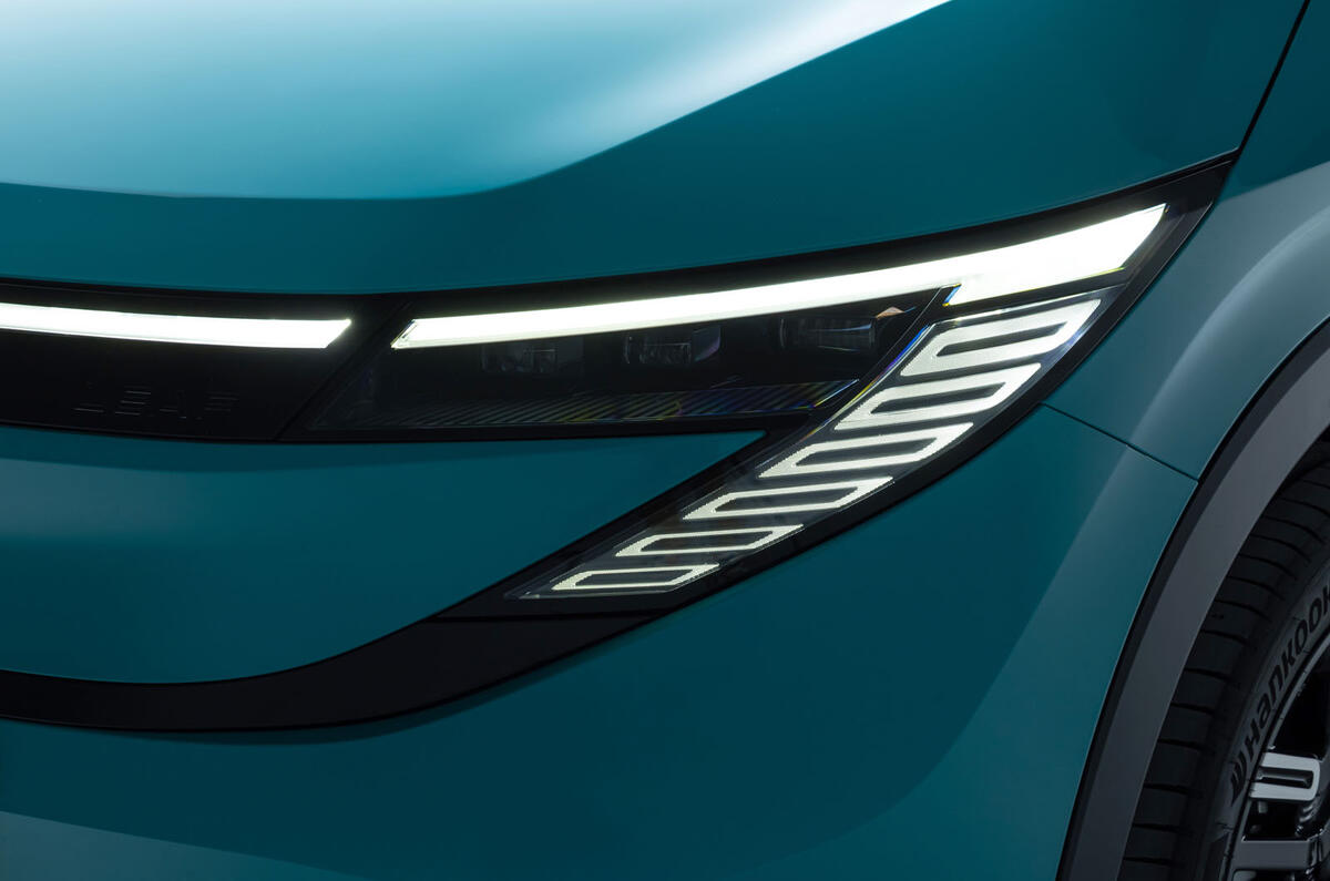 2026 Nissan Leaf headlight detail 2026 Nissan Leaf headlight detail