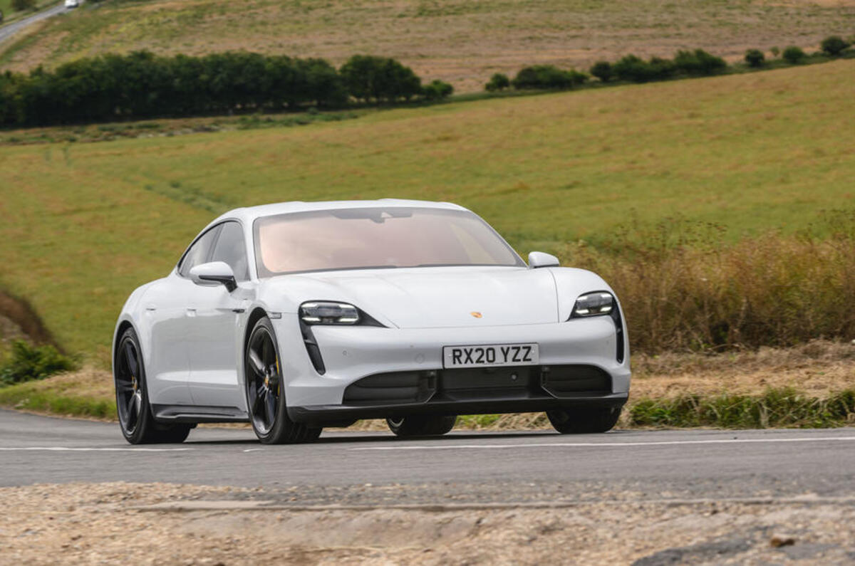 25 porsche taycan 2020 rt cornering front