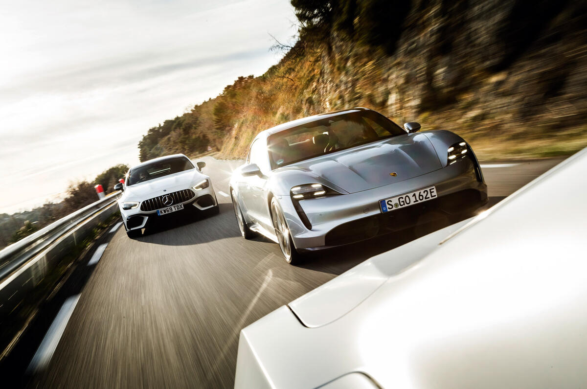 Porsche Taycan Turbo S - tracking front