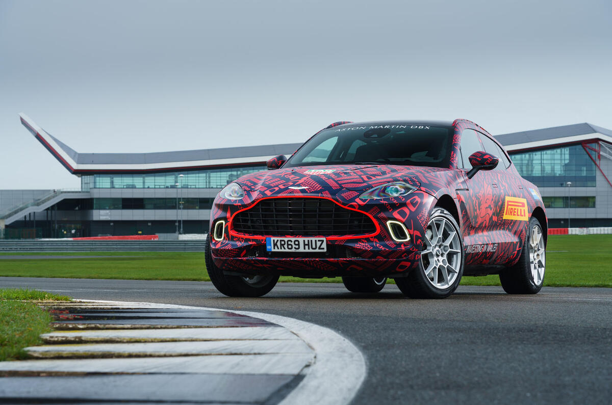 2020 Aston Martin DBX camouflaged prototype ride - static front