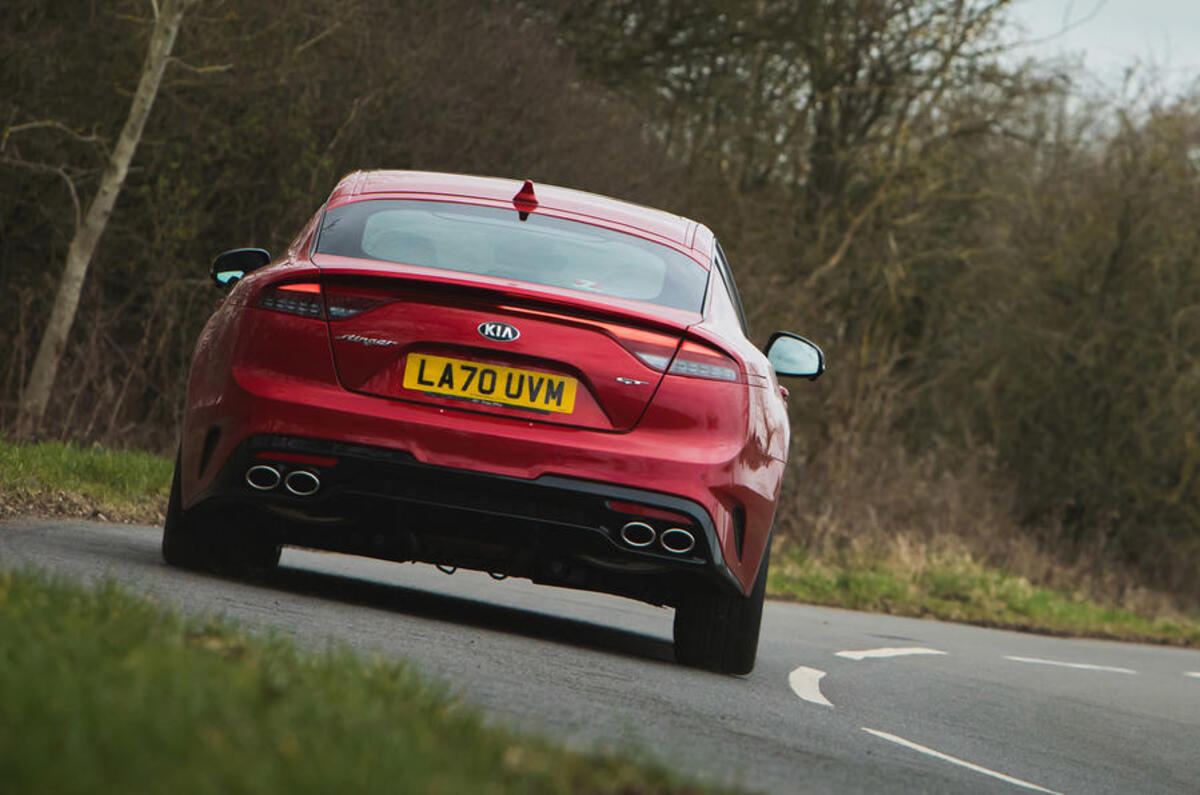 3 kia stinger gt s 2021 uk review hero rear