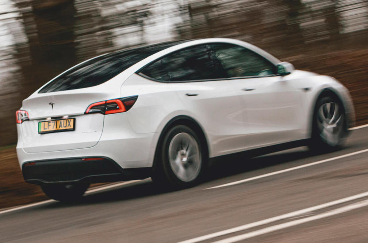 3 tesla model y 2022 road test review tracking rear