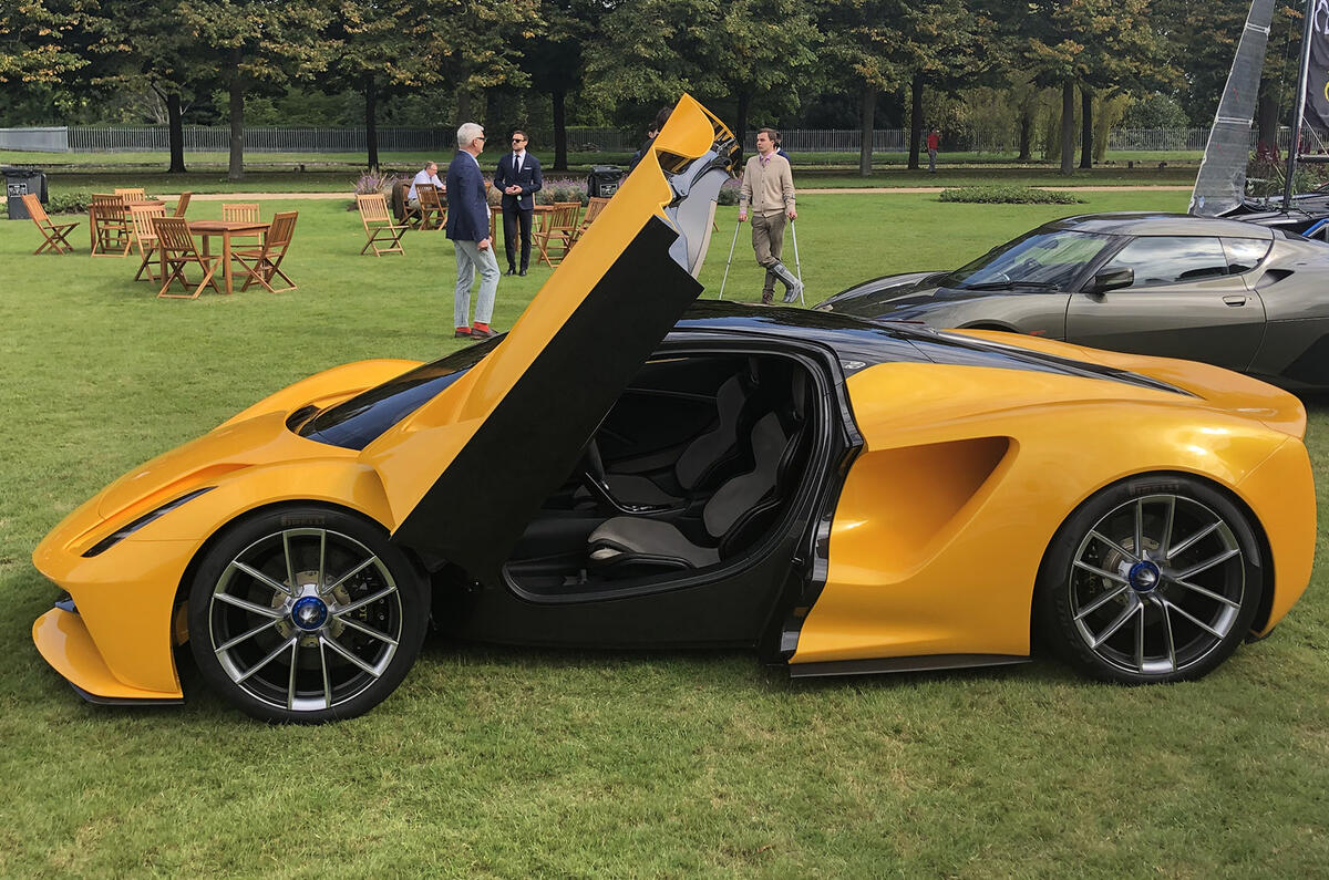 2020 Lotus Evija at Concours of Elegance - side 2020 Lotus Evija at Concours of Elegance - side