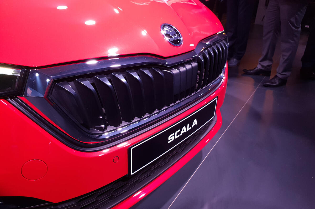 Skoda Scala official reveal stage front bumper