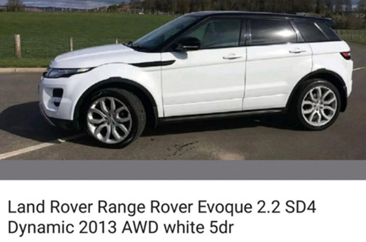 Stolen Range Rover Evoque - static side Stolen Range Rover Evoque - static side