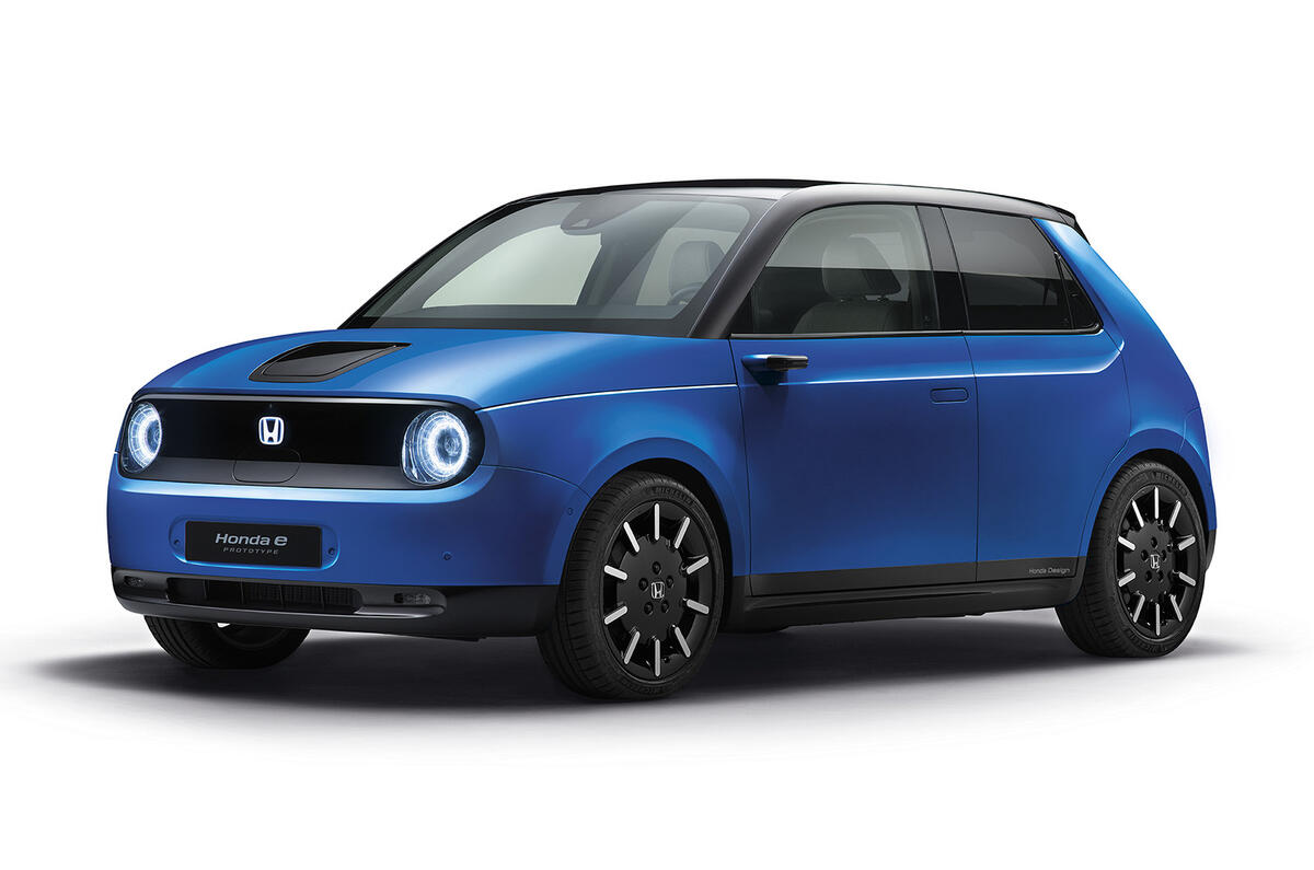 Honda E in blue paint option Honda E in blue