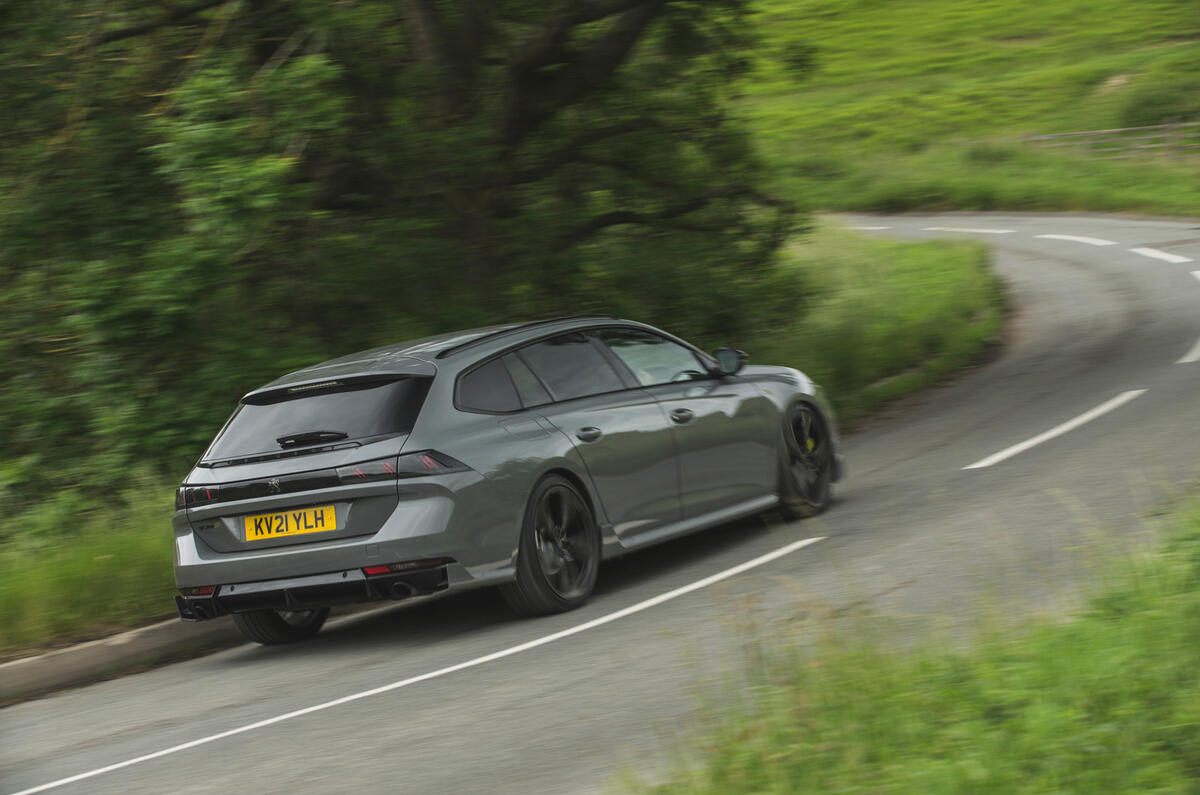 55 PHEV wagons triple test 2021 508 on road rear