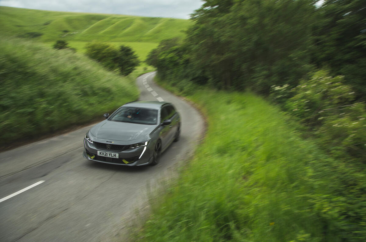 56 PHEV wagons triple test 2021 508 on road front