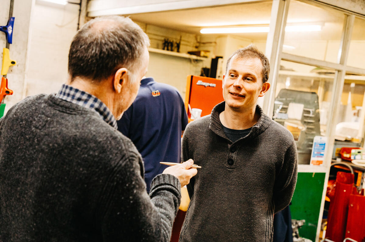 Alistair Pugh talking to John Evans