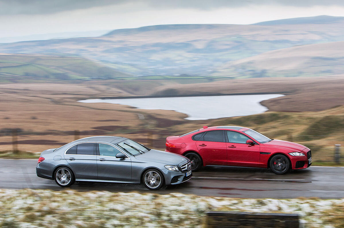 BMW 5 Series vs Mercedes-Benz E-Class vs Jaguar XF - group test