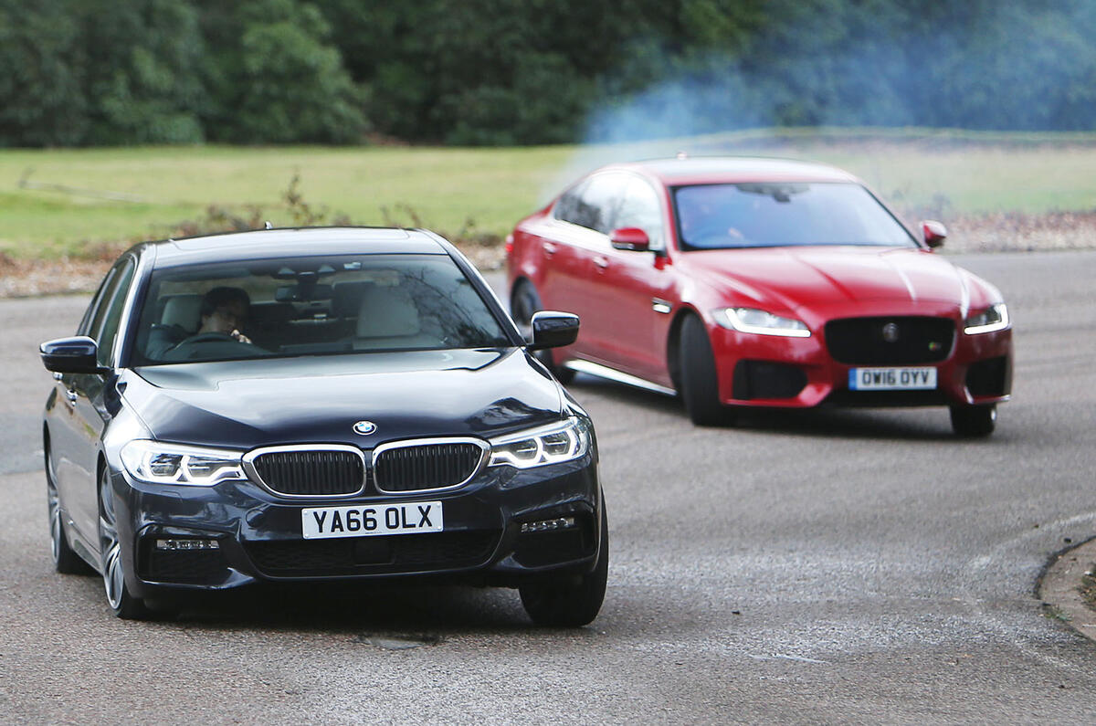 BMW 5 Series vs Mercedes-Benz E-Class vs Jaguar XF - group test
