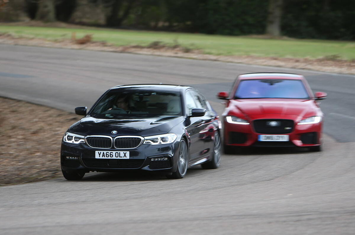 BMW 5 Series vs Mercedes-Benz E-Class vs Jaguar XF - group test