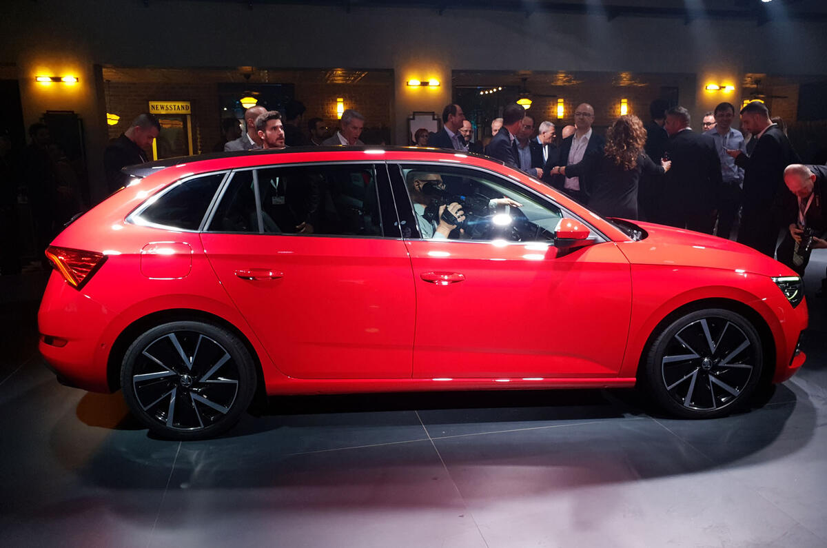 Skoda Scala official reveal stage side