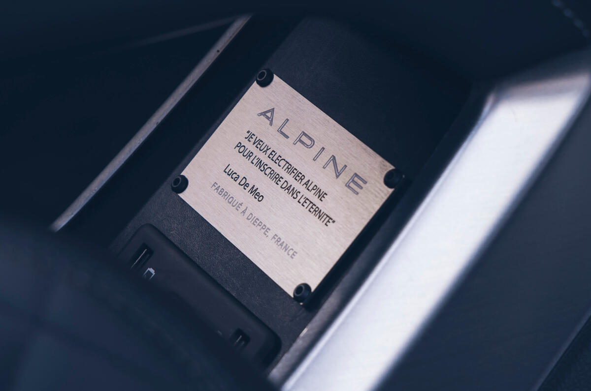 Alpine A110 E-Ternite Electric 2023 plaque detail Alpine A110 E-Ternite Electric 2023 plaque detail