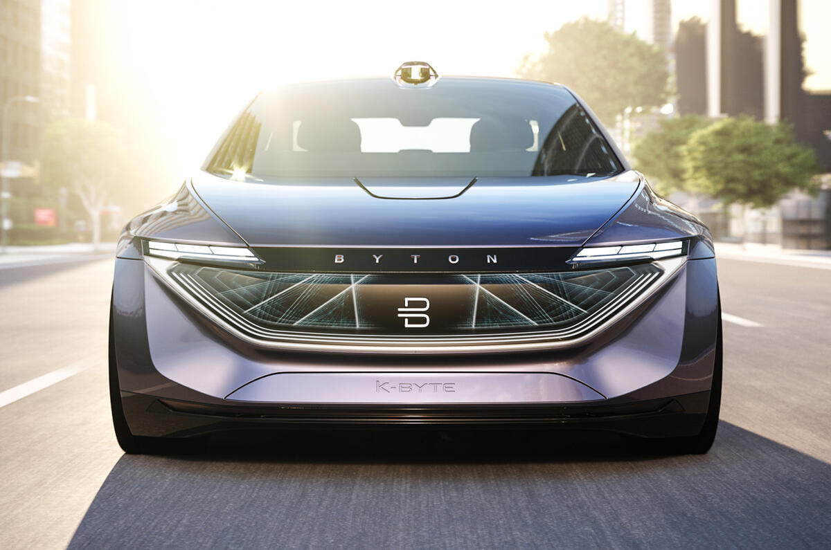 Byton K-Byte saloon concept on the road front