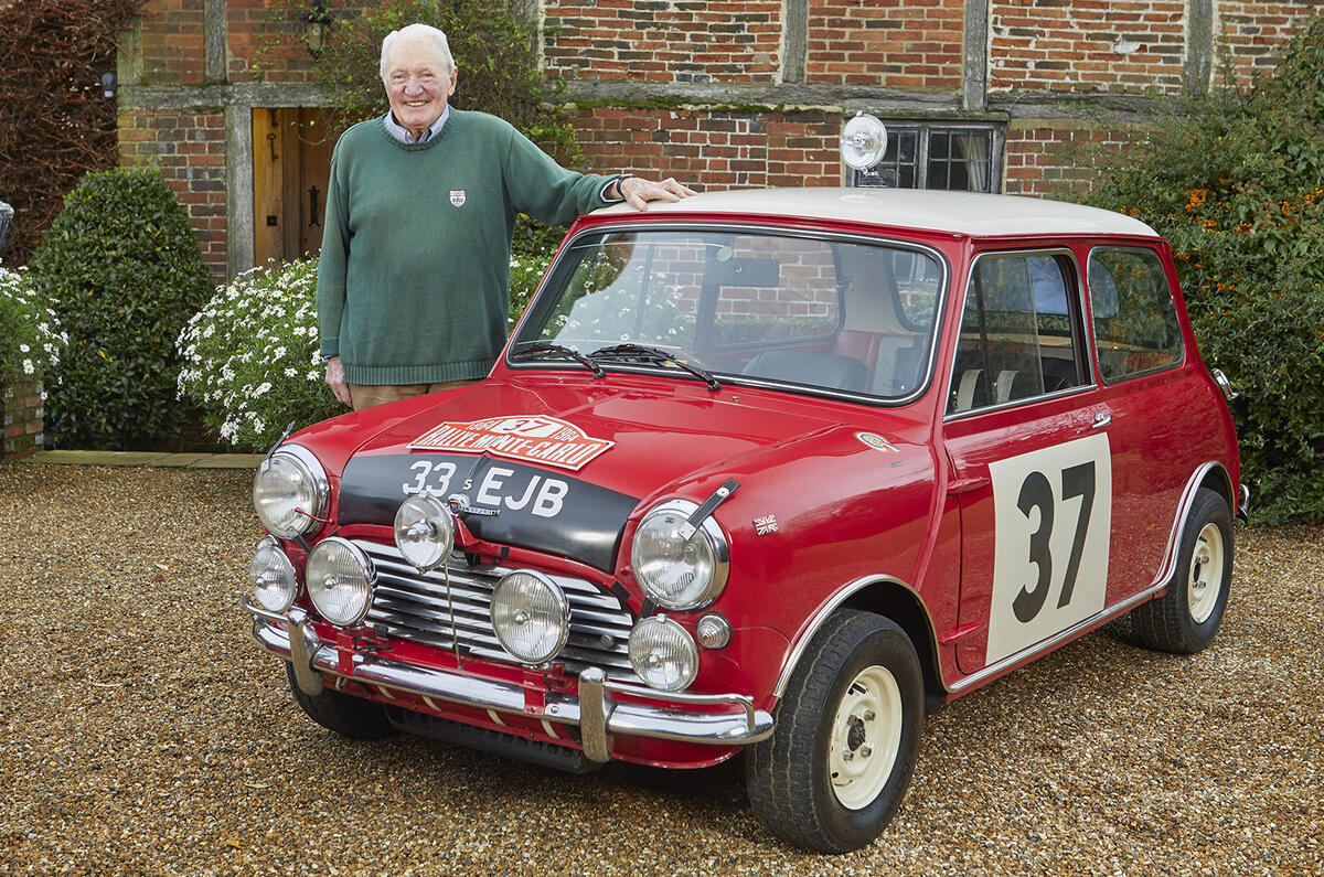 Paddy Hopkirk with winning Mini Paddy Hopkirk with winning Mini
