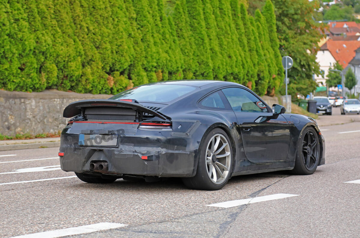 2020 Porsche 911 GT3 spotted testing rear right