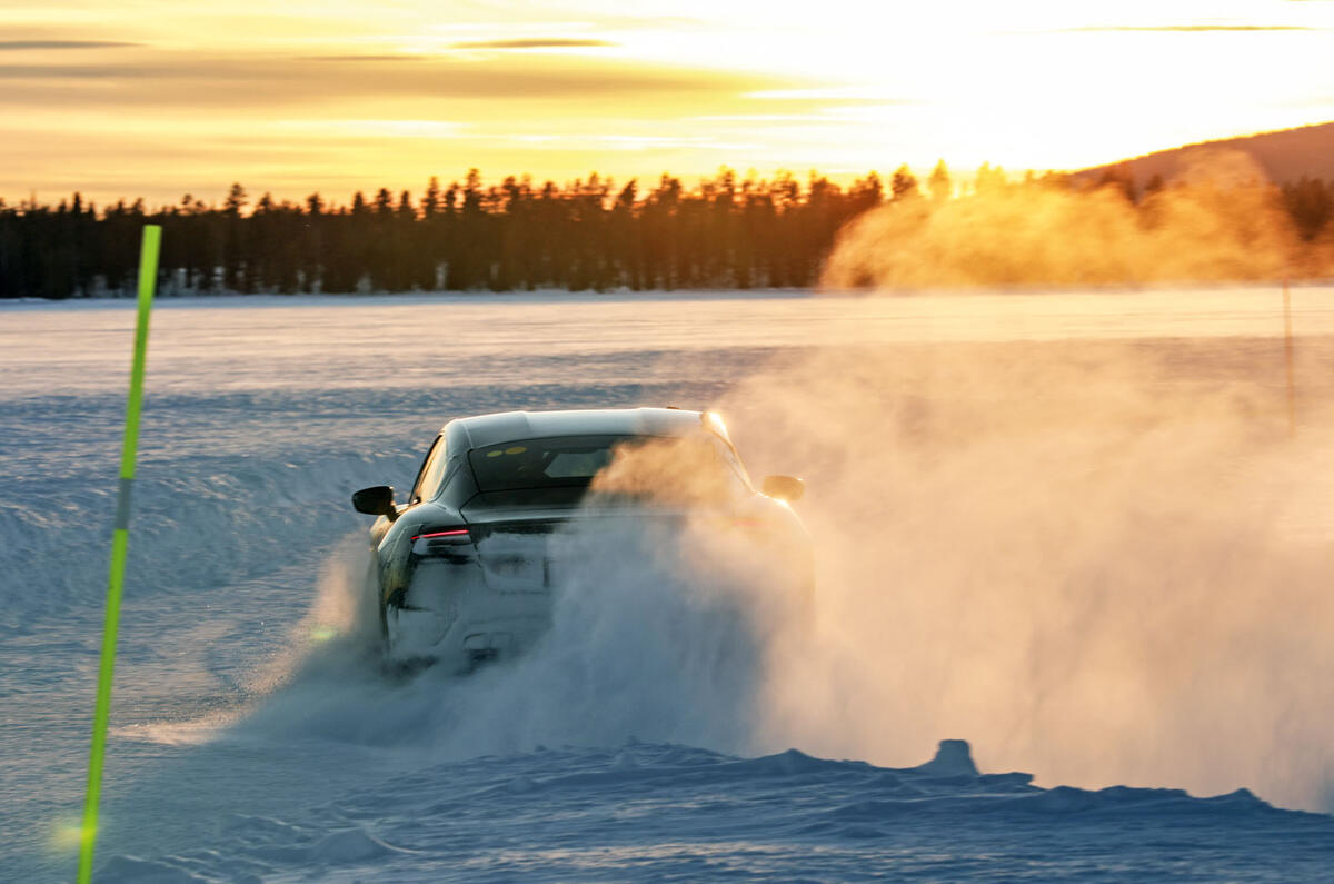 Porsche Taycan prototypes in winter testing