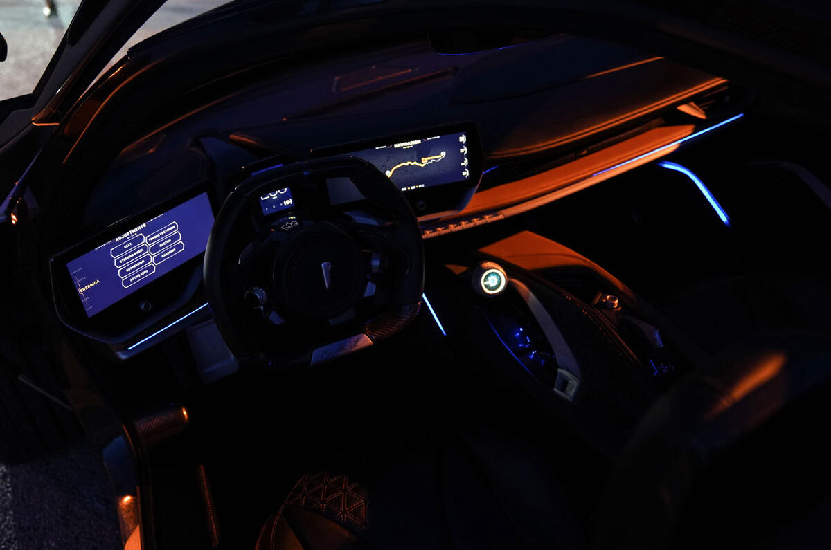 Pininfarina Battista 2019 first drive review - cabin at night