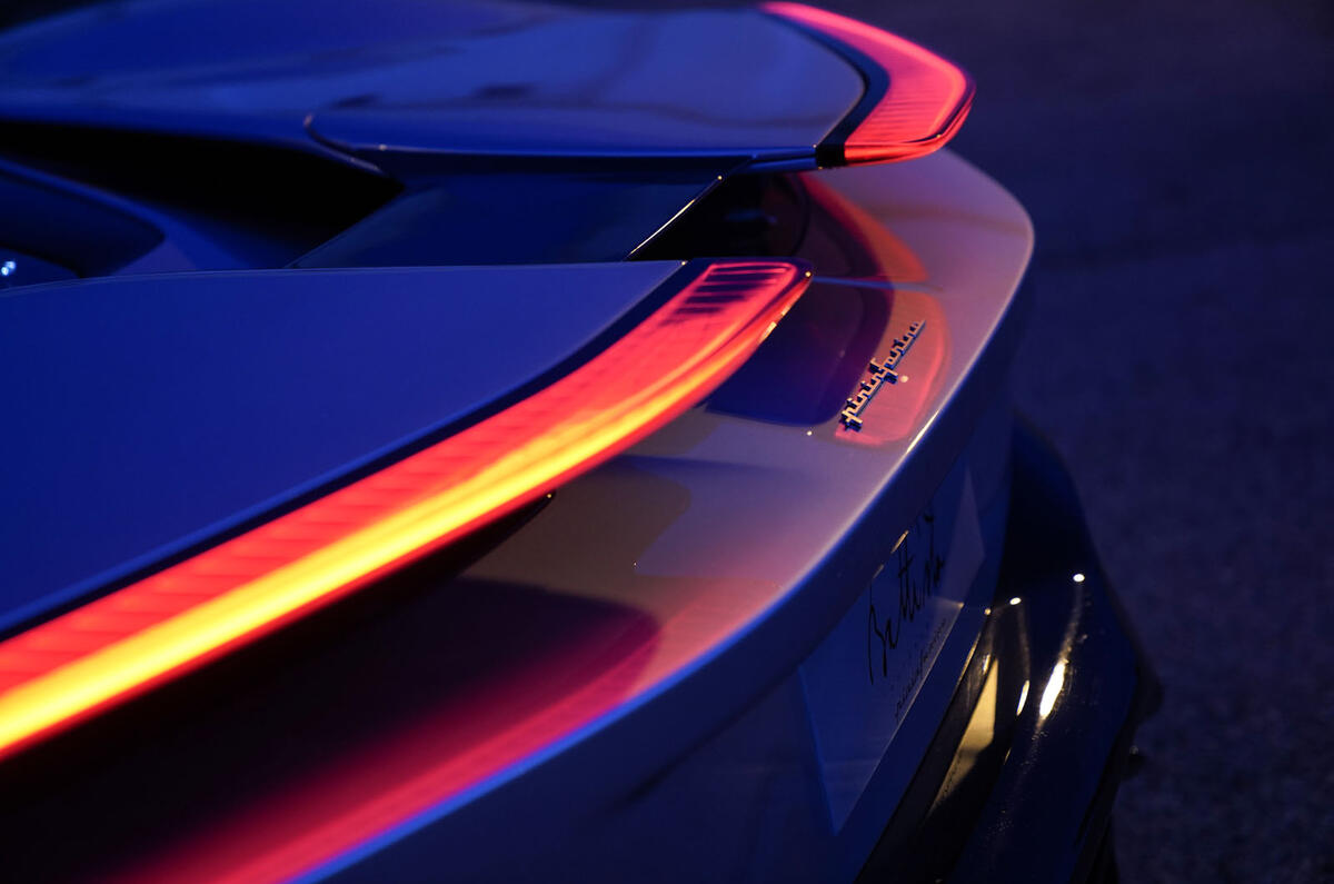 Pininfarina Battista 2019 first drive review - rear lights at night