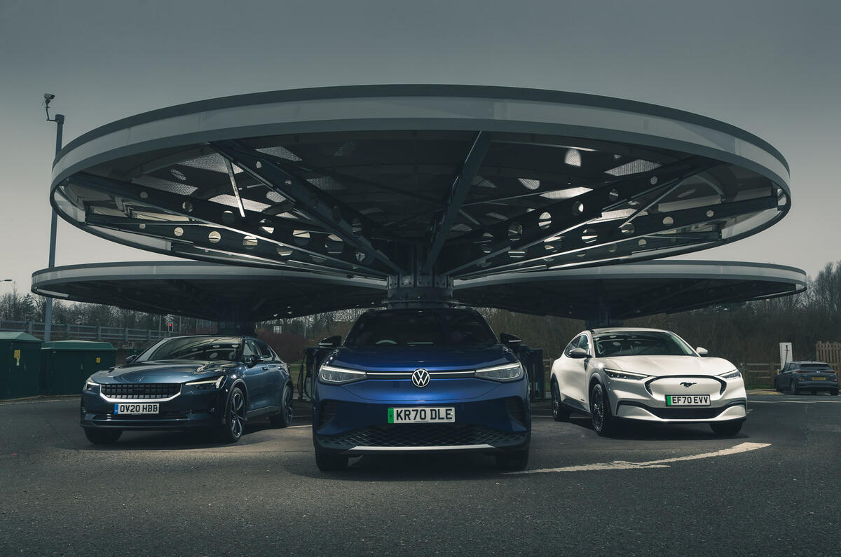 72 Mustang Mach e ID 4 Polestar 2 triple test 2021 static 72 Mustang Mach e ID 4 Polestar 2 triple test 2021 static