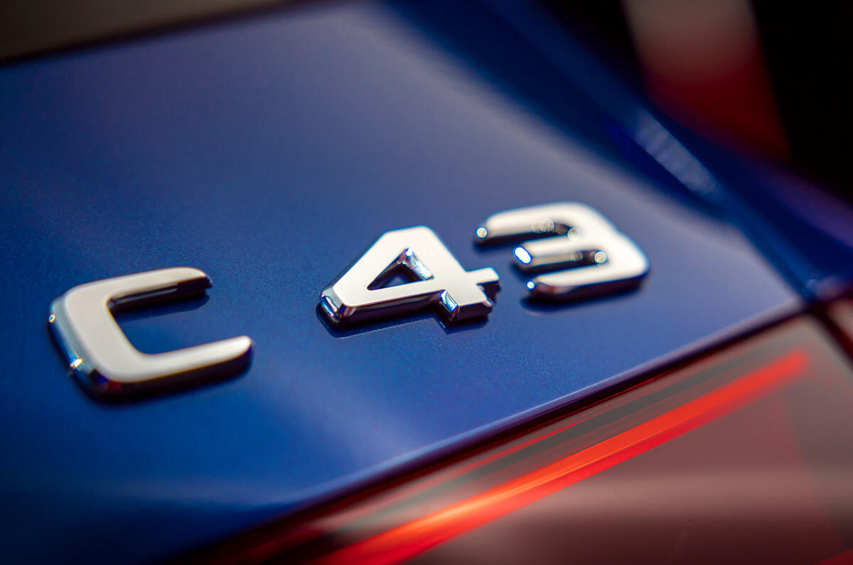 75 Mercedes AMG C43 estate 2022 official reveal rear badge