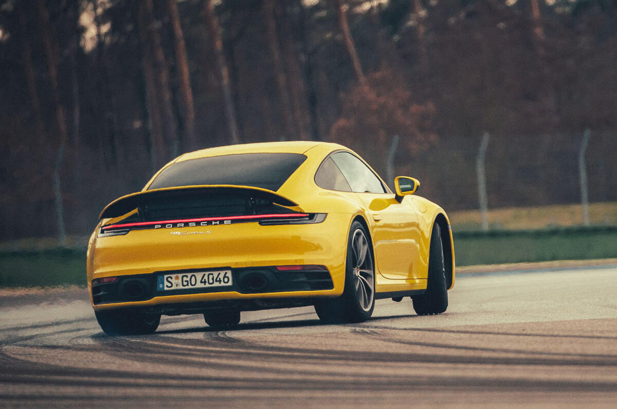 2019 Porsche 911 Carrera S track drive - cornering rear